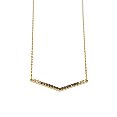 Gold Pendant: White and Black Diamonds