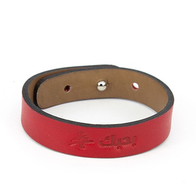 Bracelet: Bhebbak Lebnan,  Red, Leather