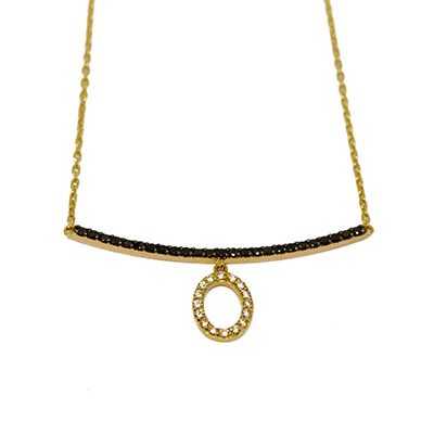 Gold Pendant: White and Black Diamonds