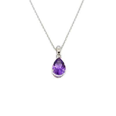 Gold Pendant: Amethyst and Diamond