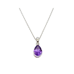 Gold Pendant: Amethyst and Diamond