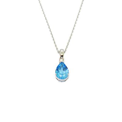 Gold Pendant: Blue Topaz and Diamond