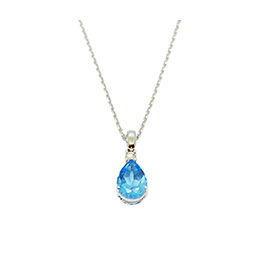 Gold Pendant: Blue Topaz and Diamond