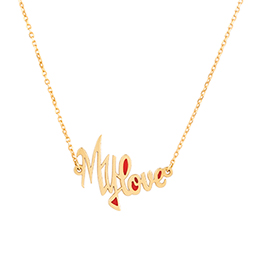 Gold Necklace: My Love with Red Enamel