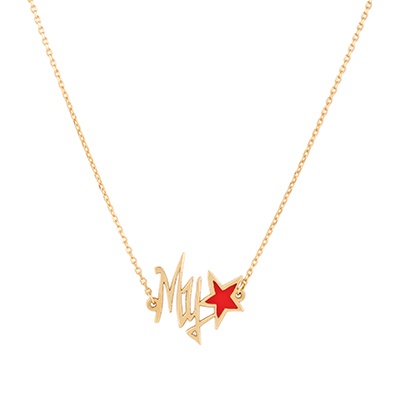 Gold Necklace: My Stars Shape with Red Enamel