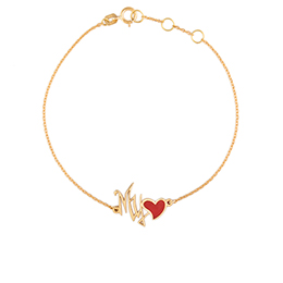 Gold Bracelet: My Love Shape with Red Enamel