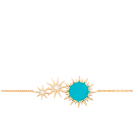 Gold Bracelet: Soleil Turquoise and White Enamel