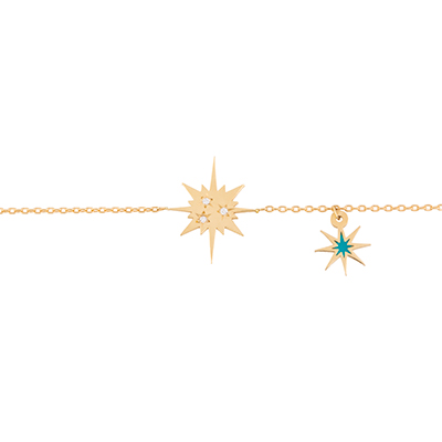 Gold Bracelet: Sparkle wt Blue Enamel and Diamonds