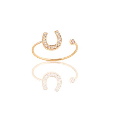 Gold Ring: Horseshoe and Diamonds