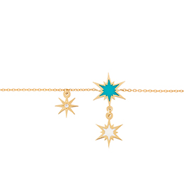 Gold Bracelet: Sparkle,Blue White Enamel, Diamonds