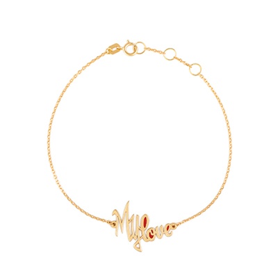 Gold Bracelet: My Love with Red Enamel