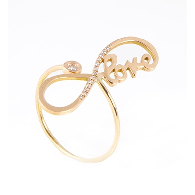 Gold Ring: Infinite Love with White Diamonds