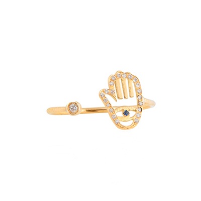 Gold Ring: Hand Shape with White Diamonds