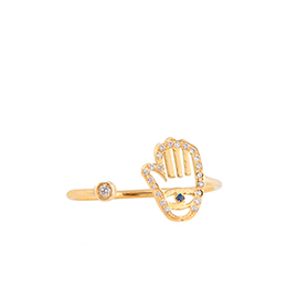 Gold Ring: Hand Shape with White Diamonds