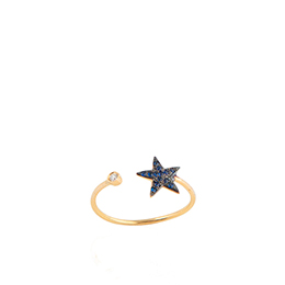 Gold Ring: Star Shape with White Diamonds
