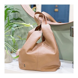 Bag: Leather Hobo, Camel Color
