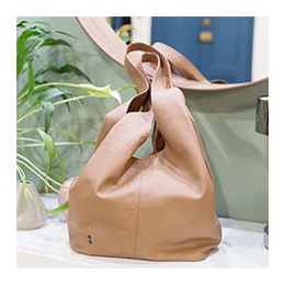 Bag: Leather Hobo, Camel Color
