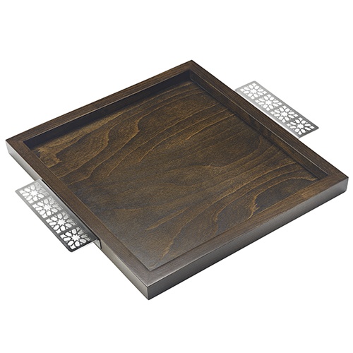 Tray: Moucharabieh Handles, Wood n Stainless Steel, Homeware