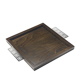 Tray: Moucharabieh Handles, Wood n Stainless Steel, Homeware