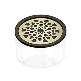 Round Box: Moucharabieh, Wood, Brass, Plexiglas