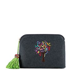 Pouch: Tree of Life, Jeans, Blue