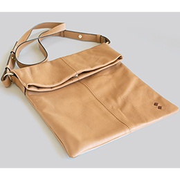 Bag: Crossbody, Flat Camel Color