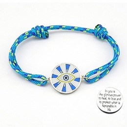 Silver Bracelet:  Radiant Evil Eye + Engraved on the back, Mac Design