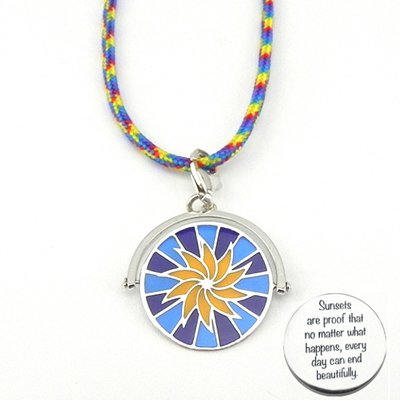 Silver Necklace:  Radiant Sun + Engraved on the back