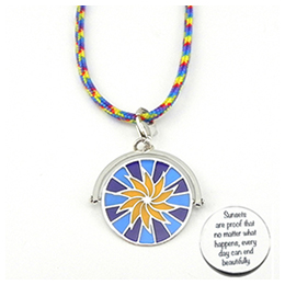 Silver Necklace:  Radiant Sun + Engraved on the back