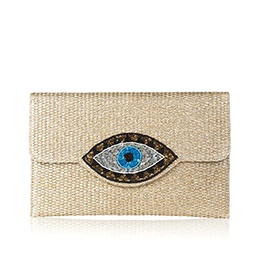  Clutch: Evil Eye, Beige, Beaded