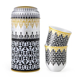 Tin Box + 2 Chaffe Coffee Cups in Porcelain, Safra