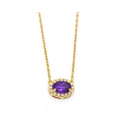 Gold Pendant: Amethyst and Diamonds