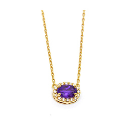 Gold Pendant: Amethyst and Diamonds